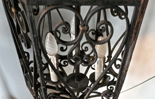 fig 2. Very Large Decorative Wrought Iron Porch Lantern