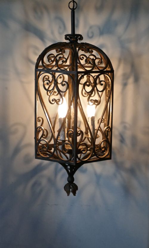 fig 4. Very Large Decorative Wrought Iron Porch Lantern