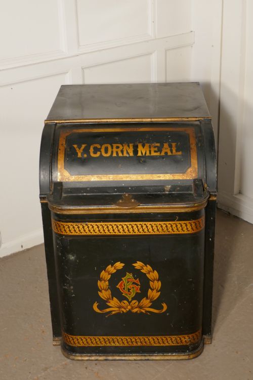 fig 1. Large 19th Century American Troemner of Philadephia Toleware Cornmeal Bin