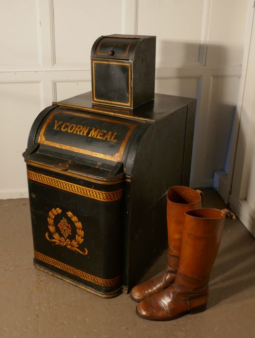 fig 2. Large 19th Century American Troemner of Philadephia Toleware Cornmeal Bin