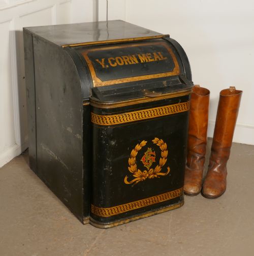 fig 3. Large 19th Century American Troemner of Philadephia Toleware Cornmeal Bin