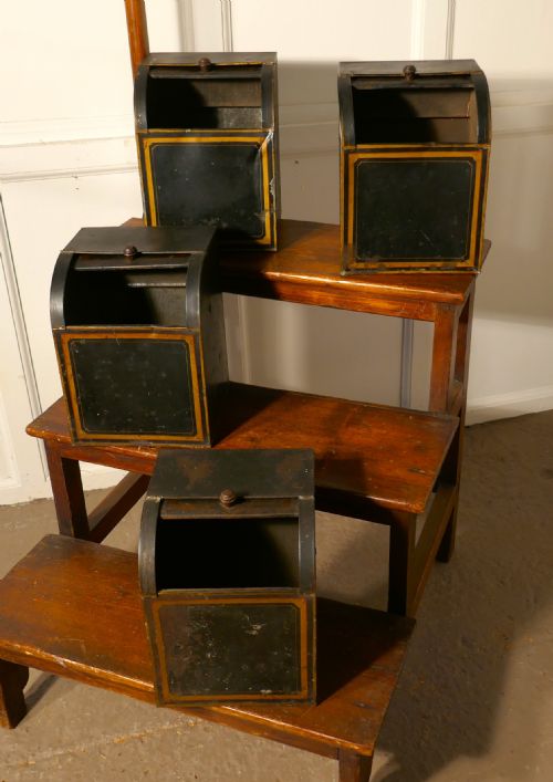 fig 4. Set of 4 19th Century Tolewear Grocers Spice Canisters