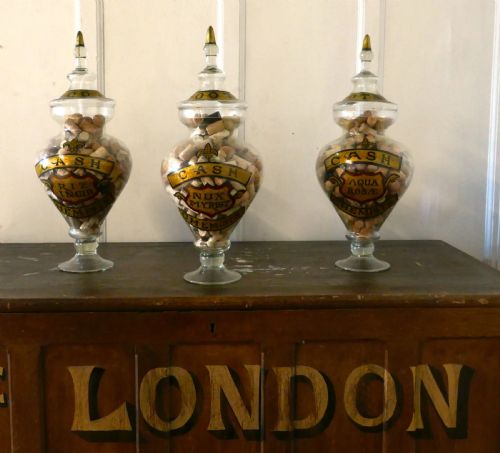 Collection of Three Very Large Apothecary or Old Boots Chemist  Jars Shop Display