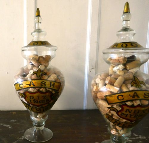 fig 1. Collection of Three Very Large Apothecary or Old Boots Chemist Jars Shop Display