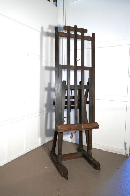 fig 2. Very Large Fully Adjustable 19th Century Oak Studio Easel by G. Gent of Bayswater