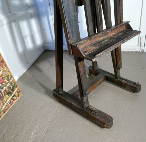 fig 4. Very Large Fully Adjustable 19th Century Oak Studio Easel by G. Gent of Bayswater