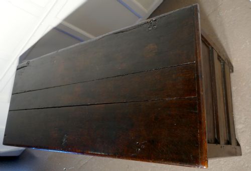 fig 4. A Large 17th Century Inlaid Panelled Oak Coffer