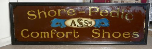 Shoe Shop Mirror Advertising Sign, a S & Sons Shore Pedic Shoes