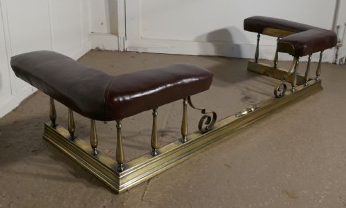 fig 2. A Large Arts and Crafts Brass and Leather Club Fender