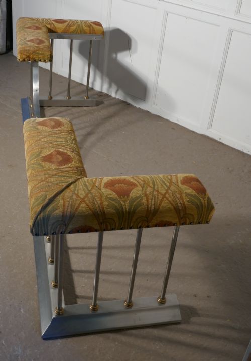 fig 2. Large Polished Steel and Brass Club Fender, with Liberty Fabric Seats