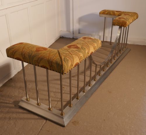 fig 3. Large Polished Steel and Brass Club Fender, with Liberty Fabric Seats