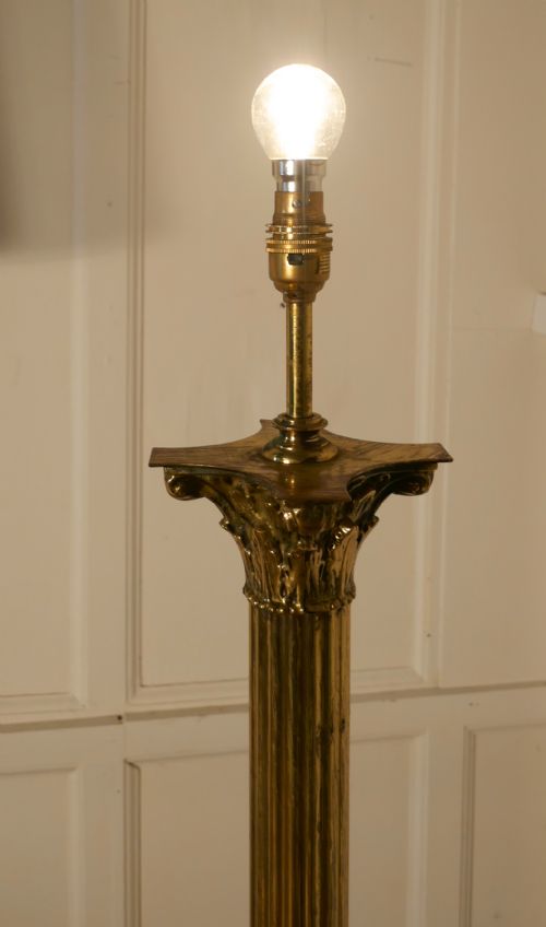 fig 3. Pair of Corinthian Column Floor Lamps Brass Standard Lamps