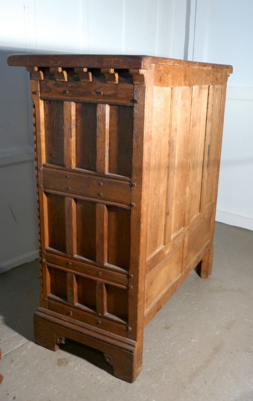 fig 6. French Arts and Crafts Gothic Carved Golden Oak Cupboard
