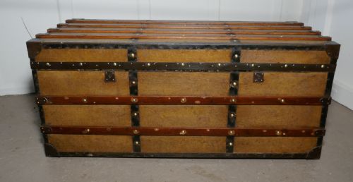 A Superb Quality Vintage Canvas Travel Chest or Steamer Trunk,