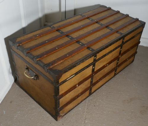fig 2. A Superb Quality Vintage Canvas Travel Chest or Steamer Trunk,