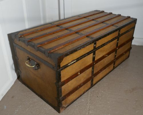 fig 3. A Superb Quality Vintage Canvas Travel Chest or Steamer Trunk,