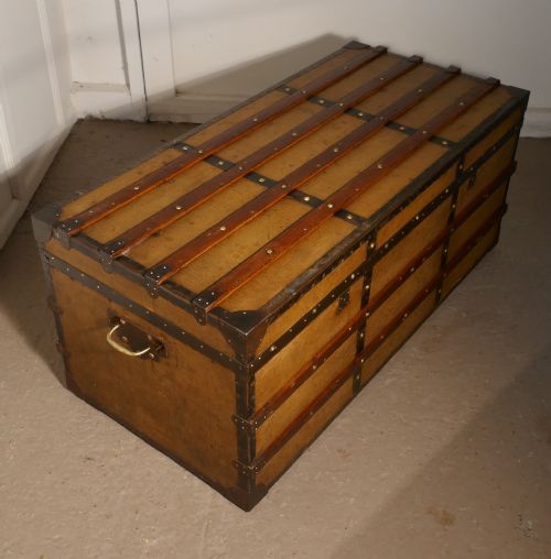 fig 4. A Superb Quality Vintage Canvas Travel Chest or Steamer Trunk,