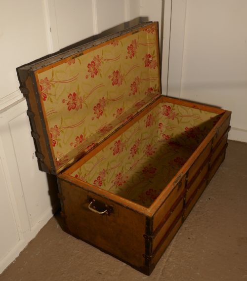 fig 5. A Superb Quality Vintage Canvas Travel Chest or Steamer Trunk,