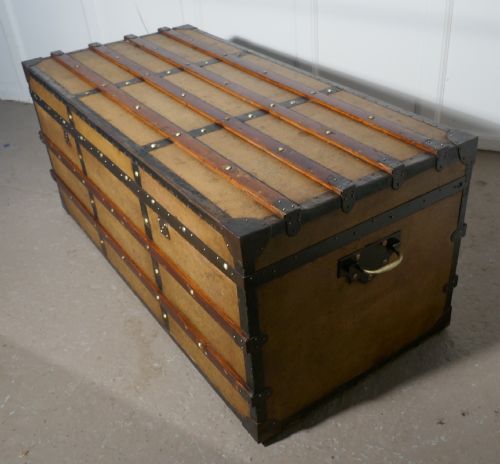 fig 6. A Superb Quality Vintage Canvas Travel Chest or Steamer Trunk,