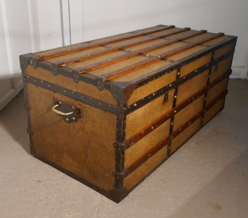 fig 7. A Superb Quality Vintage Canvas Travel Chest or Steamer Trunk,