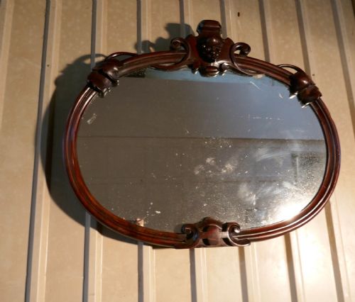 A Large French Carved Mirror Mahogany Oval Mirror