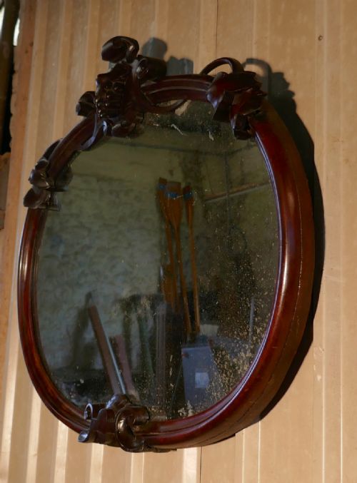 fig 3. A Large French Carved Mirror Mahogany Oval Mirror