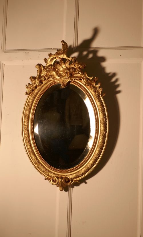 fig 1. A Dainty French Rococo Oval Gilt Wall Mirror