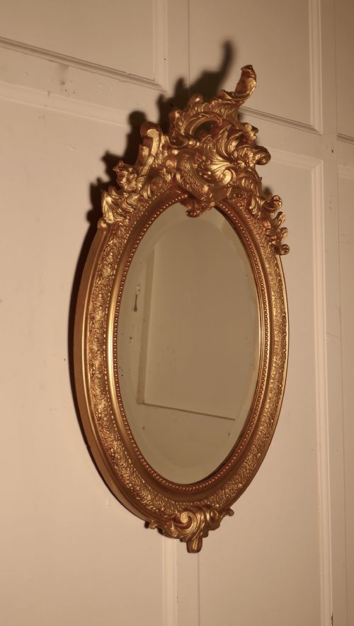 fig 2. A Dainty French Rococo Oval Gilt Wall Mirror