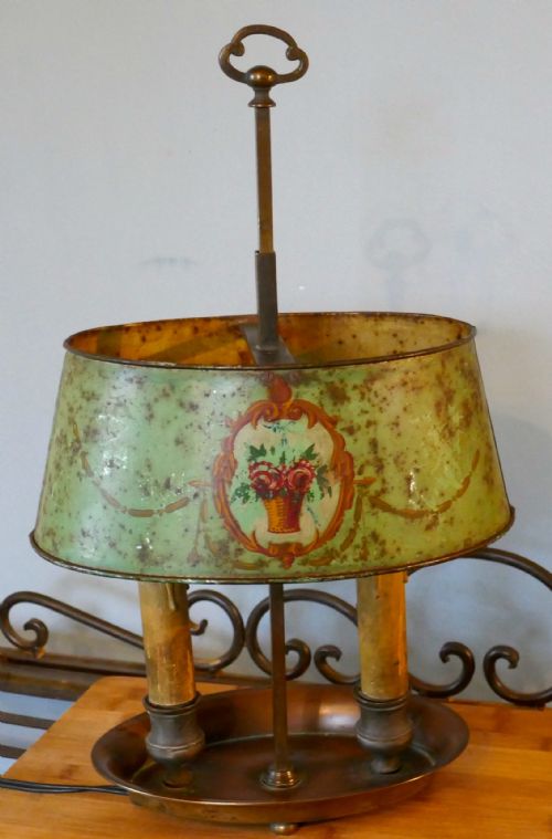 fig 2. French Painted Toleware and Brass Twin Table Lamp