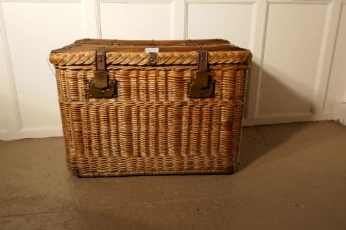fig 1. French Antique Wicker Laundry Basket or Linen Hamper