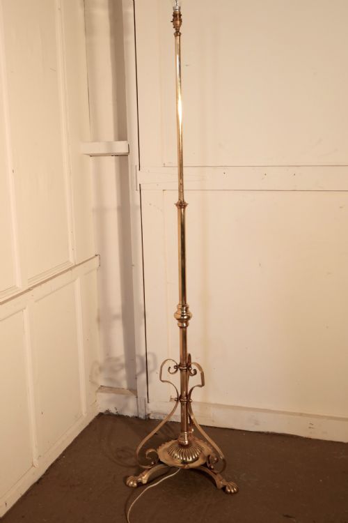 Arts and Crafts Brass Floor Lamp Rococo Standard Lamp