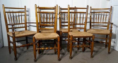 A Set of 6 Ash Spindle Back Country Dining Chairs