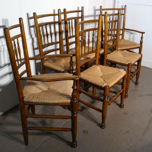 fig 2. A Set of 6 Ash Spindle Back Country Dining Chairs