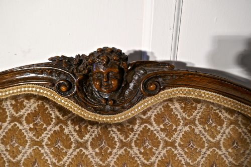 fig 2. French Finest Quality 3 Piece Salon Suite, in Walnut with Velvet Upholstery