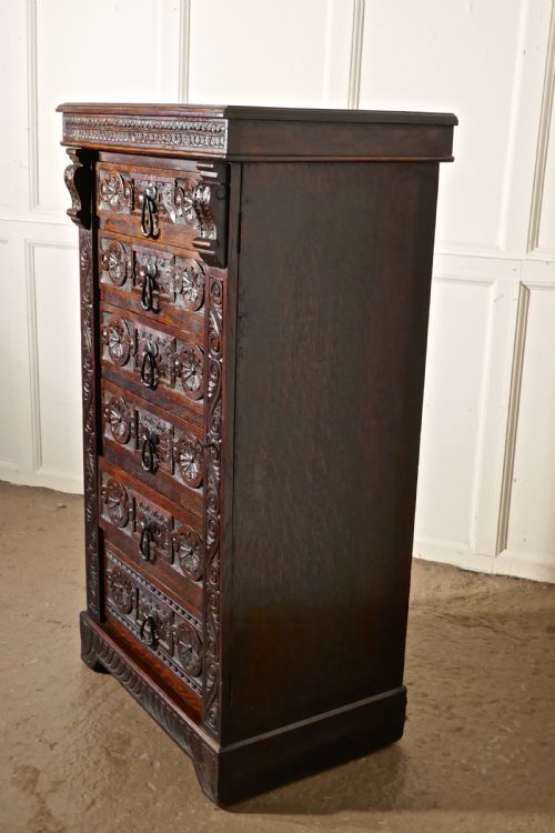 fig 4. Tall Victorian Oak Wellington Chest, Filing Cabinet