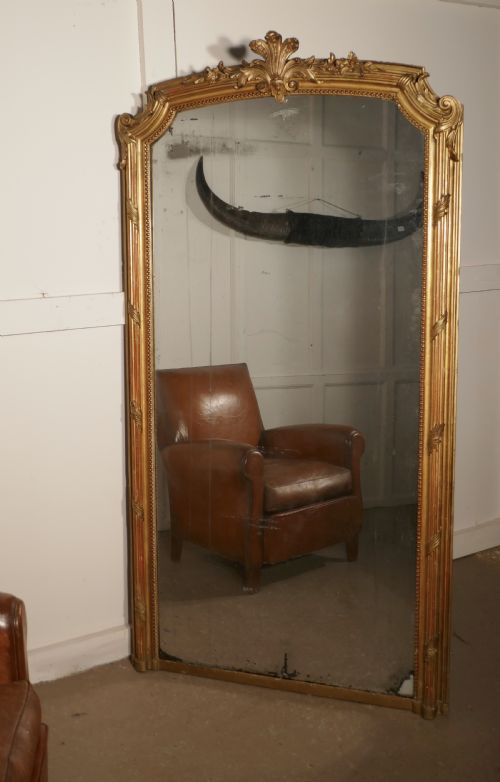 A Very Large French Shabby Gilt Console Mirror