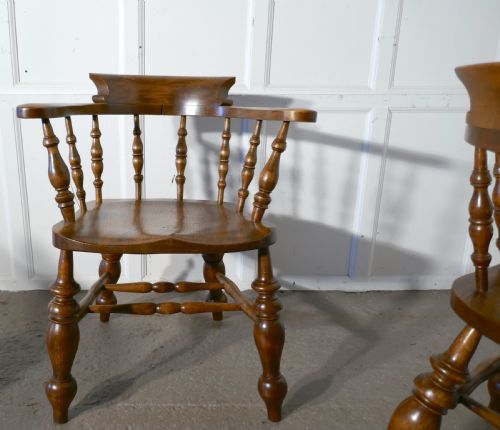 fig 2. A Pair of Chunky Elm Smokers Bow Office or Desk Chairs