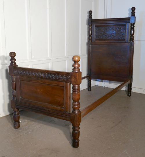 fig 2. Gothic High Carved Oak Single Bed