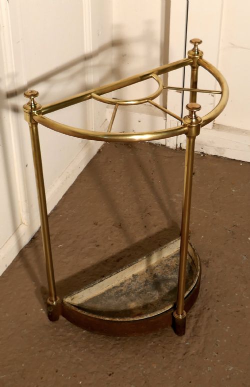 fig 1. Victorian Half Round Brass and Iron Stick Stand or Umbrella Stand