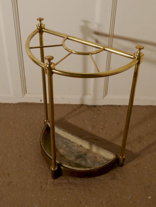 fig 3. Victorian Half Round Brass and Iron Stick Stand or Umbrella Stand
