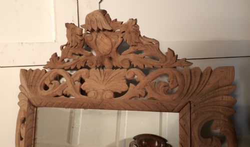 fig 1. Large French Carved Bleached Oak Mirror