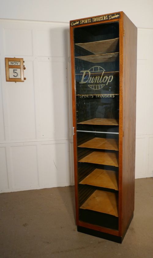 fig 1. Vintage Art Deco Tall Haberdashery Dunlop Sports Cabinet,