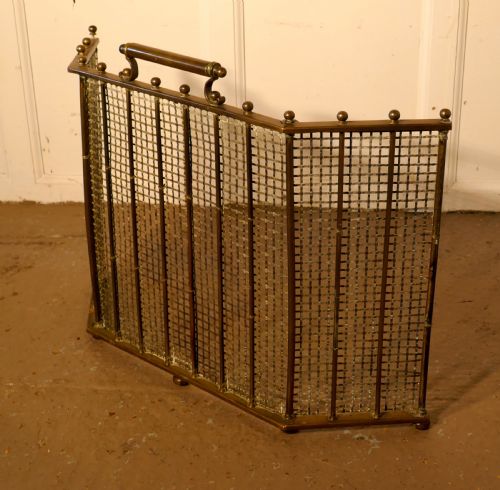 Unusual Folding Brass Fire Guard