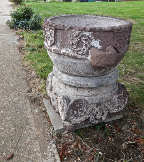 15th Century Weather Worn Istrian Carved Stone Font, from Northern Italy