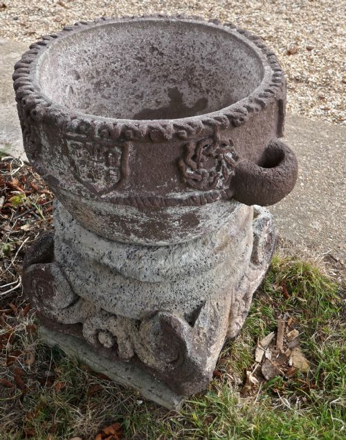 fig 2. 15th Century Weather Worn Istrian Carved Stone Font, from Northern Italy