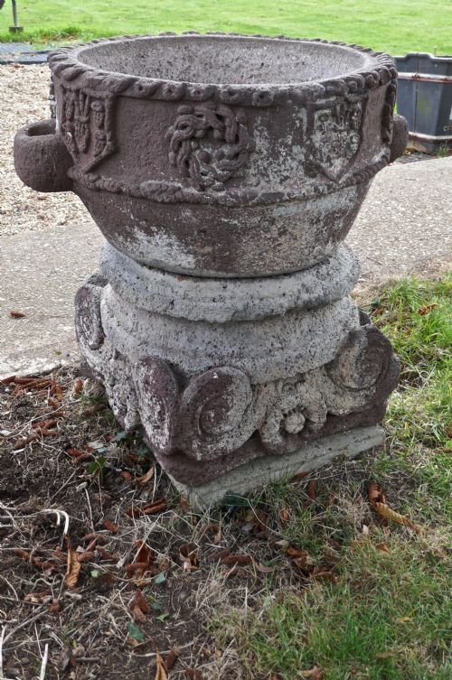 fig 4. 15th Century Weather Worn Istrian Carved Stone Font, from Northern Italy