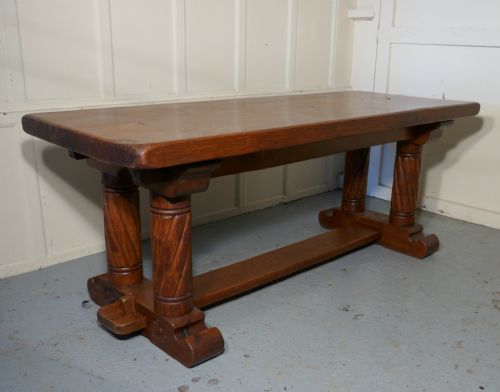 Large French Arts and Crafts Golden Oak Refectory Table