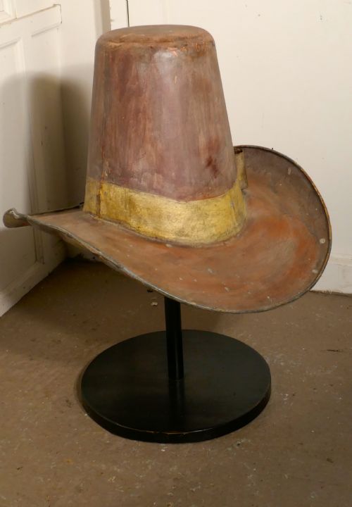 fig 3. 19th Century Giant American 10 Gallon Hat Original Shop Metal Trade Sign