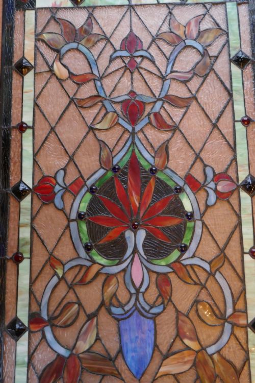 fig 1. Large Art Nouveau Stained Glass Panel for a Window or Door