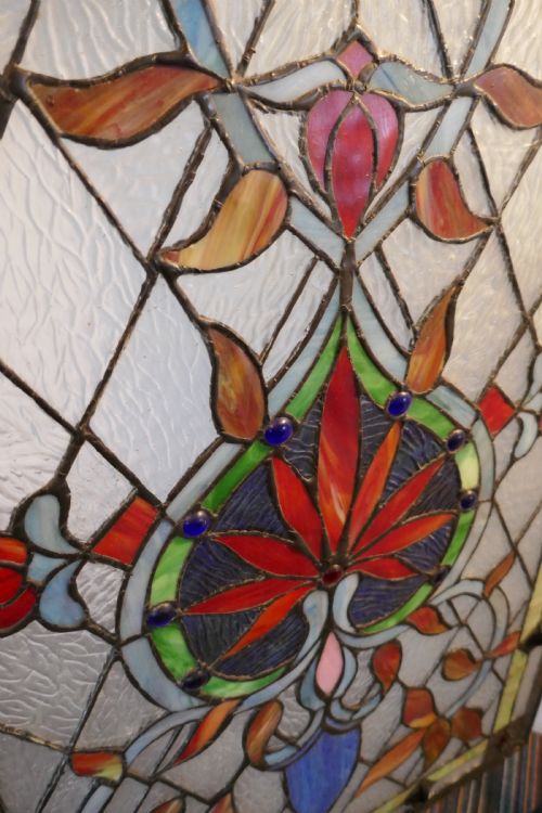 fig 3. Large Art Nouveau Stained Glass Panel for a Window or Door